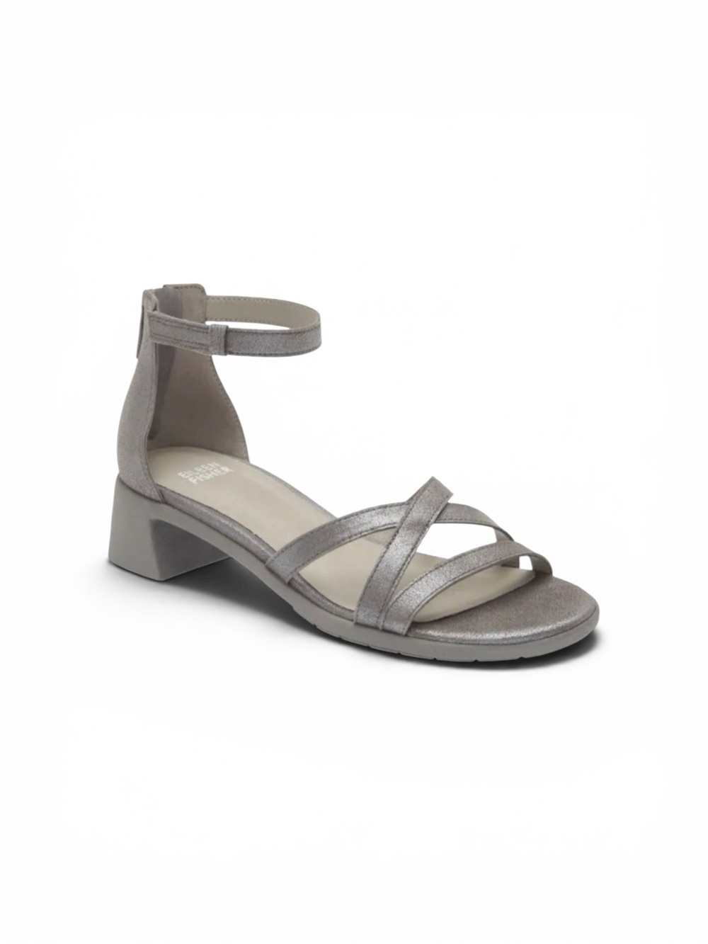 NEW EILEEN FISHER Noni Sandal In Silver Sandal Sz 7